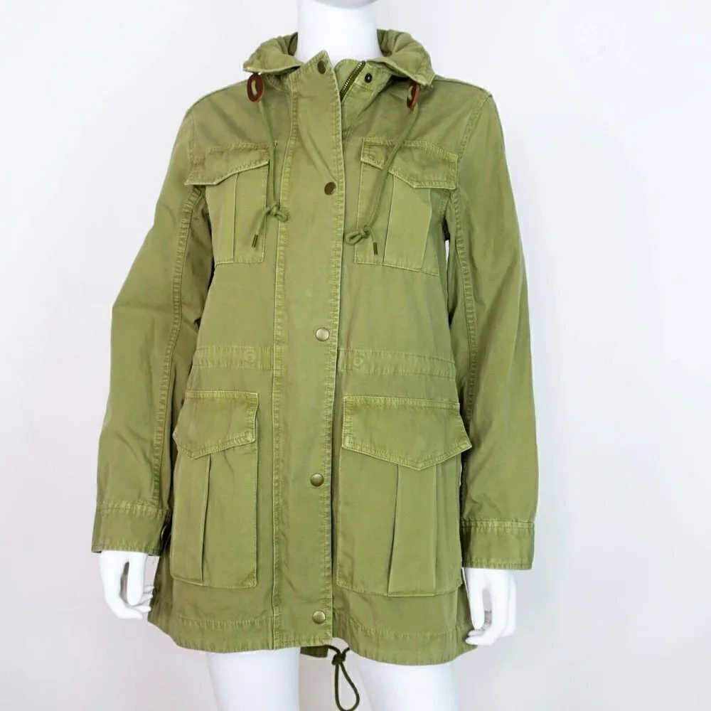 J. Crew Boyfriend Fatigue Military Parka Jacket Hood Anorak Olive Women's Small